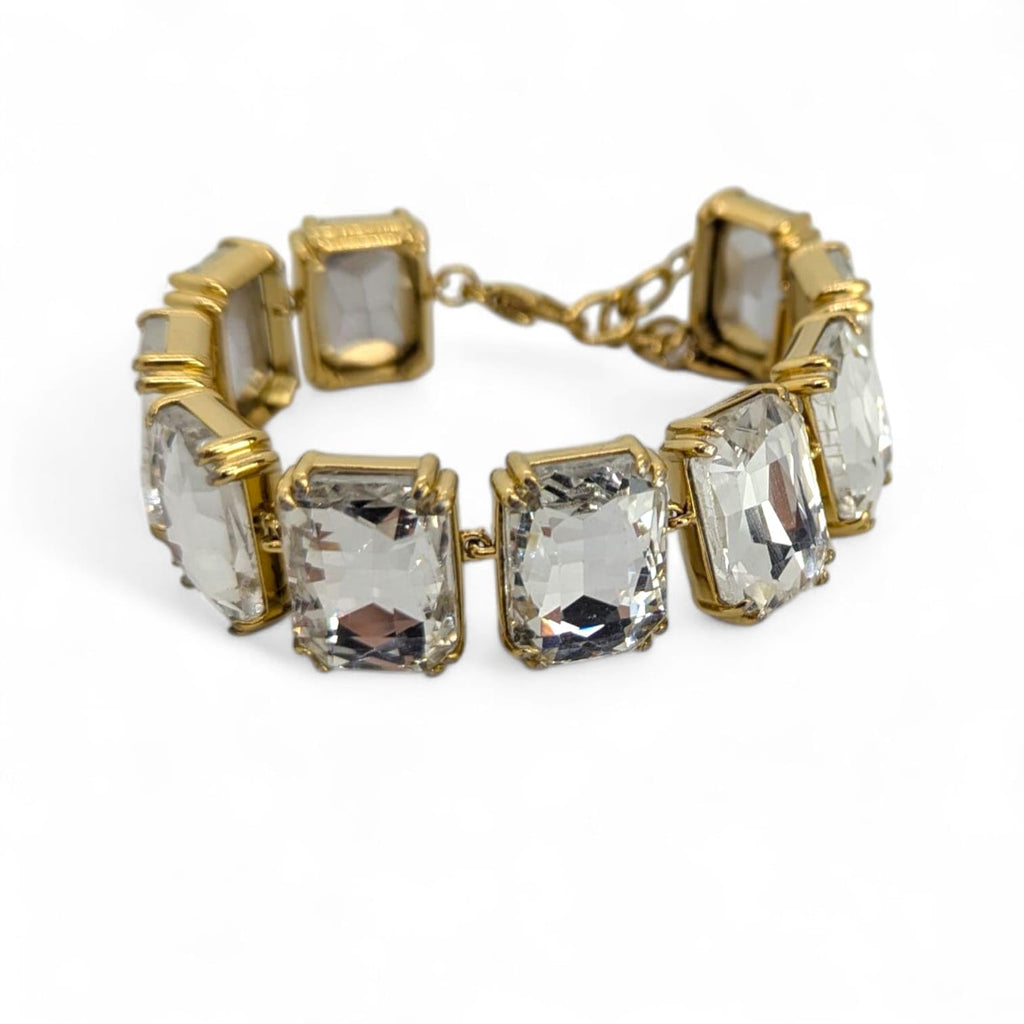 Habibi Jewels Bracciale da Donna in Acciaio Gold con Cristalli Taglio Cubico Ideale per ogni Occasione Idea Regalo Ragazza Compleanno Festa della Mamma Natale
