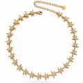 Collana Girocollo Stella Marina Brillantini Strass double face in Acciaio inossidabile da Donna Regolabile con catenina Choker Idea Regalo Estate Ragazza Donna Versatile Compleanno (Gold)