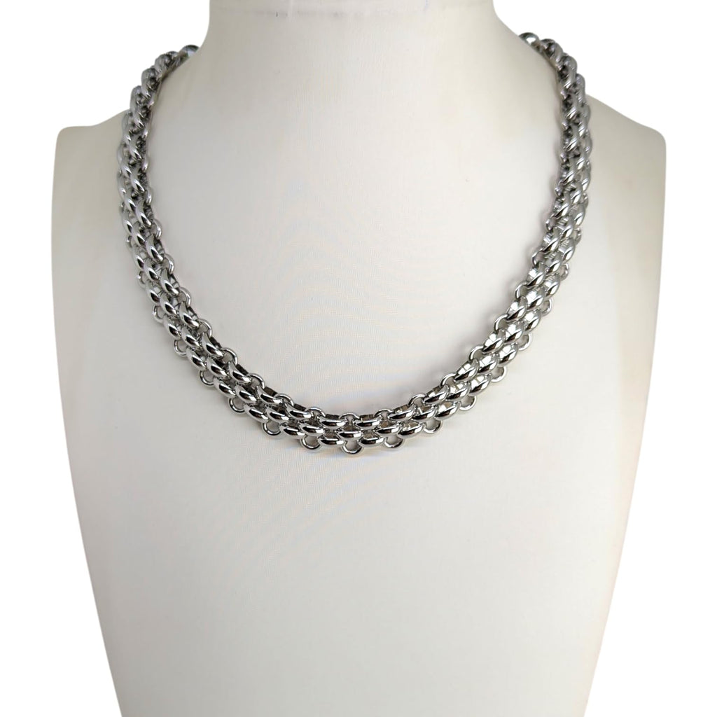 Habibi Jewels Collana da Donna in Acciaio Silver Modello Catena Intrecciata Regolabile Ideale per Occasioni Speciali Idea Regalo Ragazza Compleanno Festa della Mamma Natale