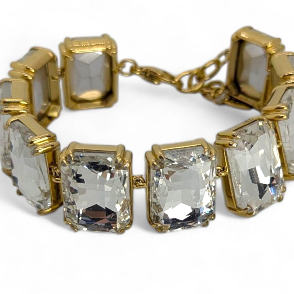 Habibi Jewels Bracciale da Donna in Acciaio Gold con Cristalli Taglio Cubico Ideale per ogni Occasione Idea Regalo Ragazza Compleanno Festa della Mamma Natale