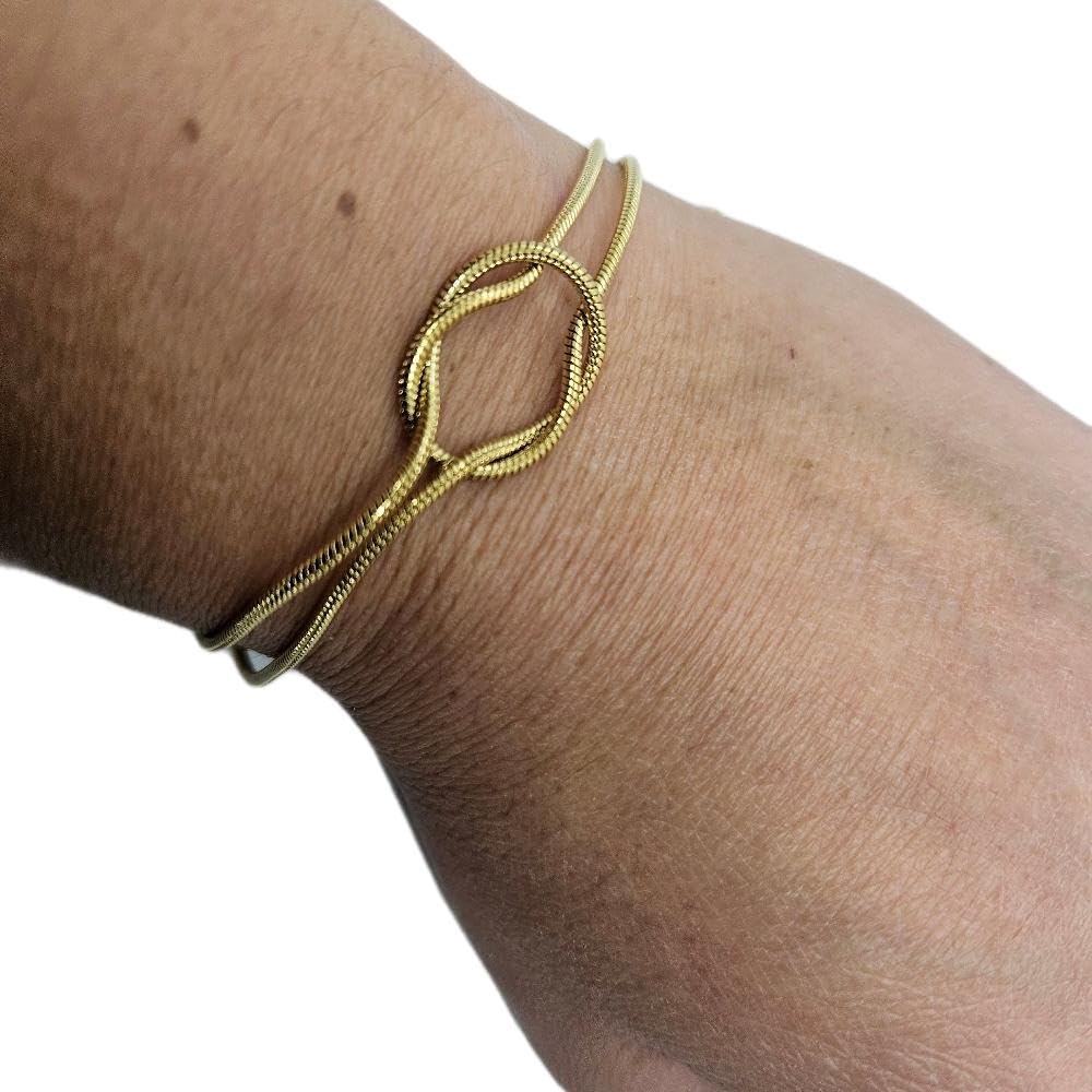 Habibi Jewels Bracciale Nodo D'Amore in Acciaio Gold Dorato da Donna Intrecciato Design Elegante Regolabile Idea Regalo Ragazza Compleanno Festa della Mamma Natale