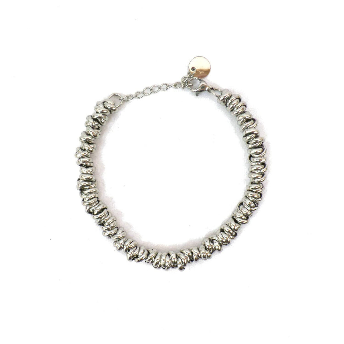 Bracciale Cerchietti Donna in Acciaio con Nodini Intrecciati Chiusura a Moschettone Braccialetto Ragazza Bracelet for Woman Idea Regalo Festa della Mamma Festa della Donna Compleanno Laurea Natale