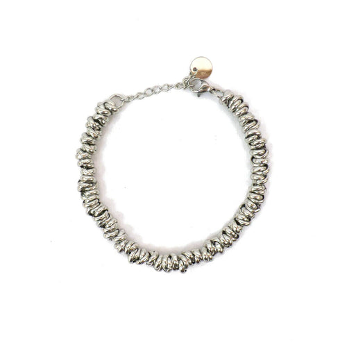 Bracciale Cerchietti Donna in Acciaio con Nodini Intrecciati Chiusura a Moschettone Braccialetto Ragazza Bracelet for Woman Idea Regalo Festa della Mamma Festa della Donna Compleanno Laurea Natale