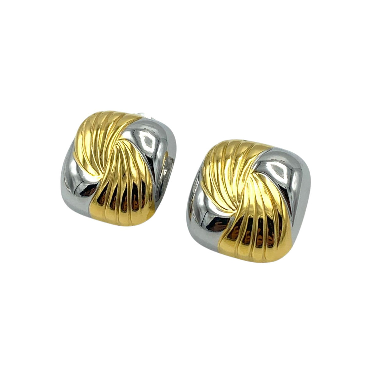 Habibi Jewels Orecchini da Donna Quadrati Colore Gold e Silver in Acciaio Inossidabile modello Bicolore Anallergico Idea Regalo Compleanno Laurea Festa