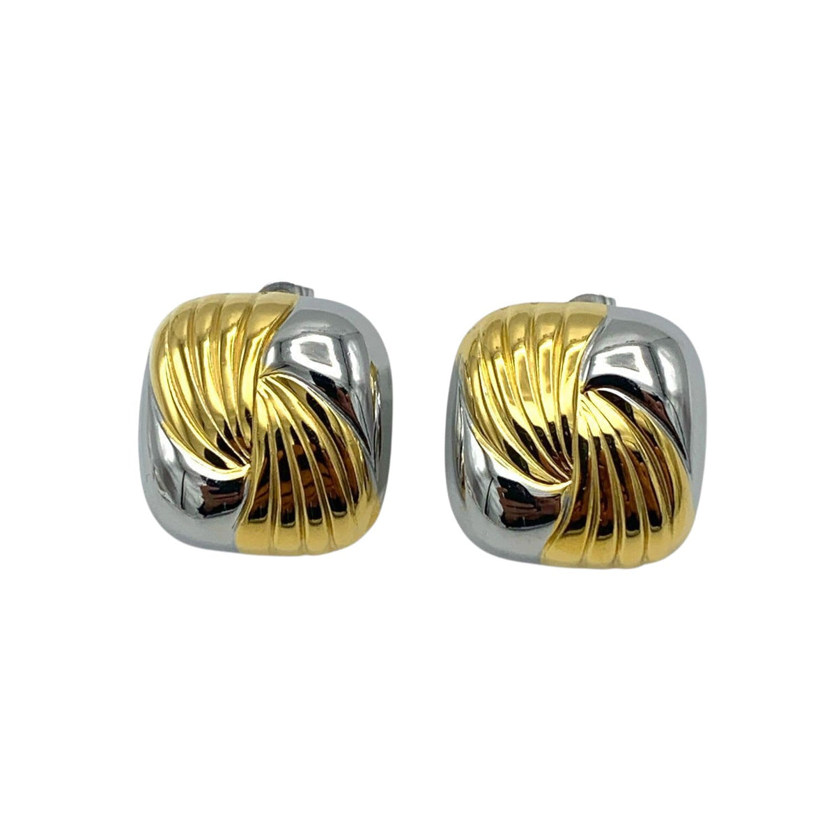 Habibi Jewels Orecchini da Donna Quadrati Colore Gold e Silver in Acciaio Inossidabile modello Bicolore Anallergico Idea Regalo Compleanno Laurea Festa