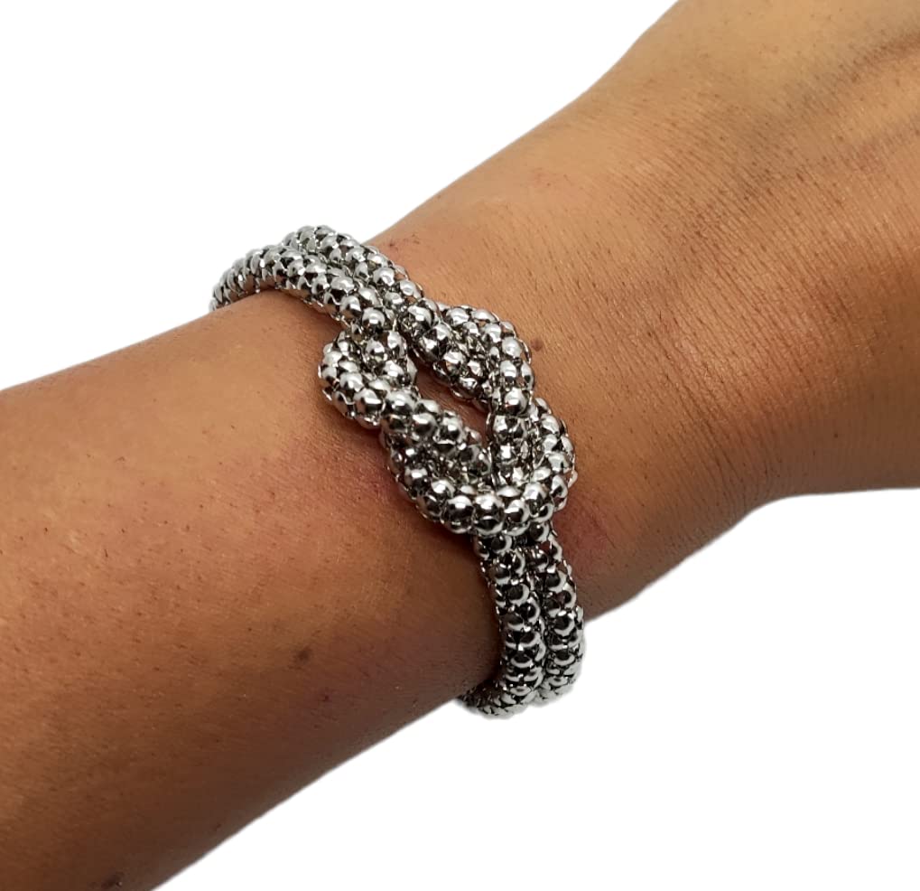 Habibi Jewels Bracciale Nodo Donna in Acciaio Semirigido Intrecciato Braccialetto Idea Regalo Festa della Mamma Compleanno Laurea