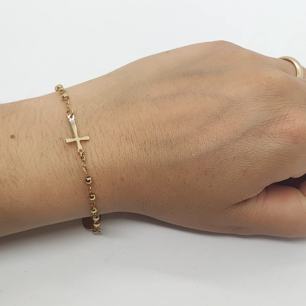 Bracciale Rosario in Acciaio Gold