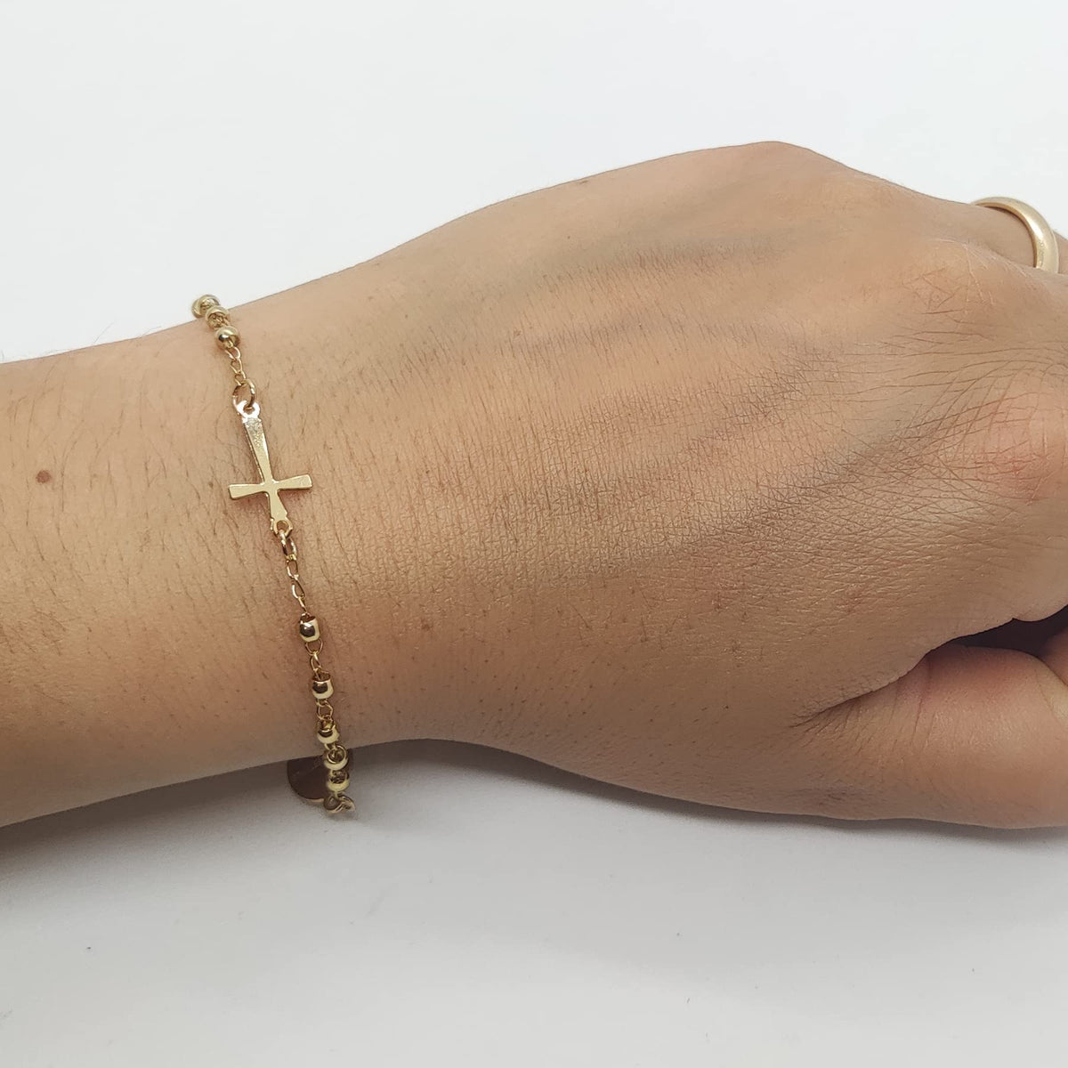 Bracciale Rosario in Acciaio Gold
