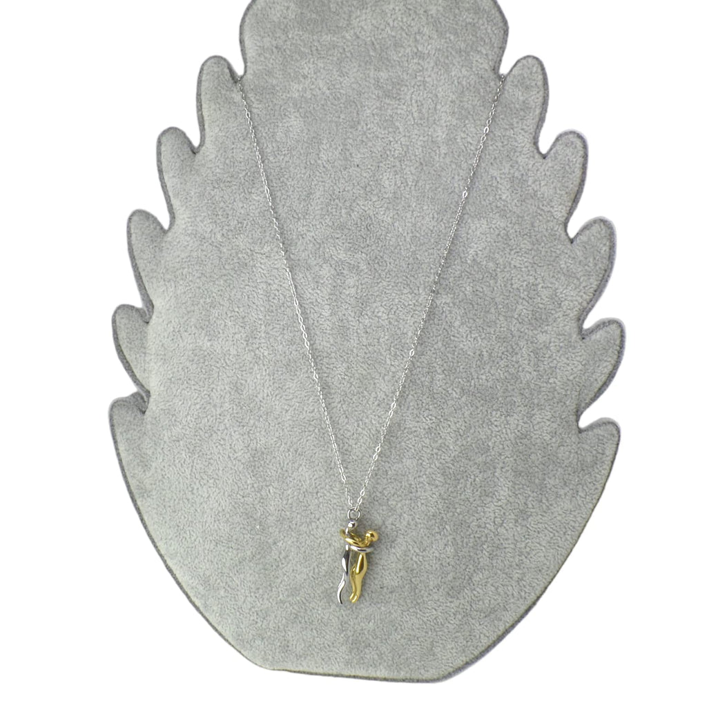 Habibi Jewels Collana da Donna in Acciaio con Ciondolo Abbraccio Innamorati Nero e Color Oro Gold Lui e Lei Fidanzati Amanti Coppia Amore Amicizia Idea Regalo San Valentino Compleanno