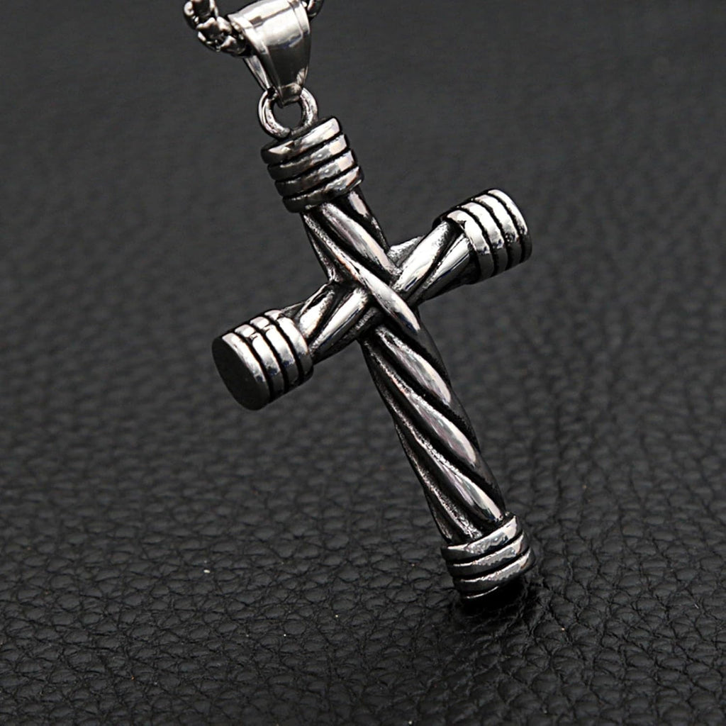 Habibi Jewels Collana Croce Stilizzata da Uomo Catena a Maglia Veneziana Chiusura a Moschettone Idea Regalo Festa del Papà Compleanno Laurea Onomastico
