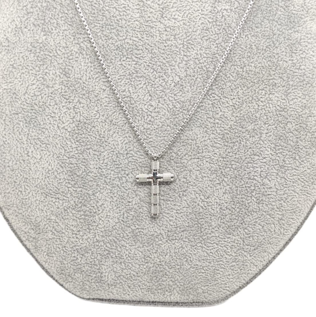 Habibi Jewels Collana Croce Acciaio Uomo Stilizzata Catena a Maglia Chiusura a Moschettone Festa del Papà Idea Regalo Compleanno Laurea