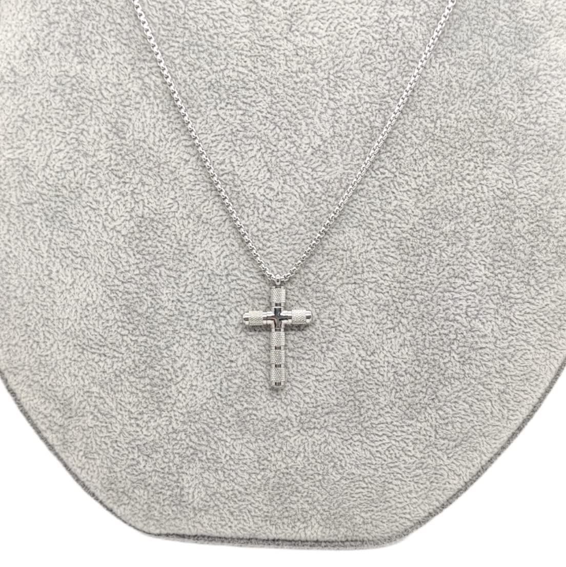 Habibi Jewels Collana Croce Acciaio Uomo Stilizzata Catena a Maglia Chiusura a Moschettone Festa del Papà Idea Regalo Compleanno Laurea