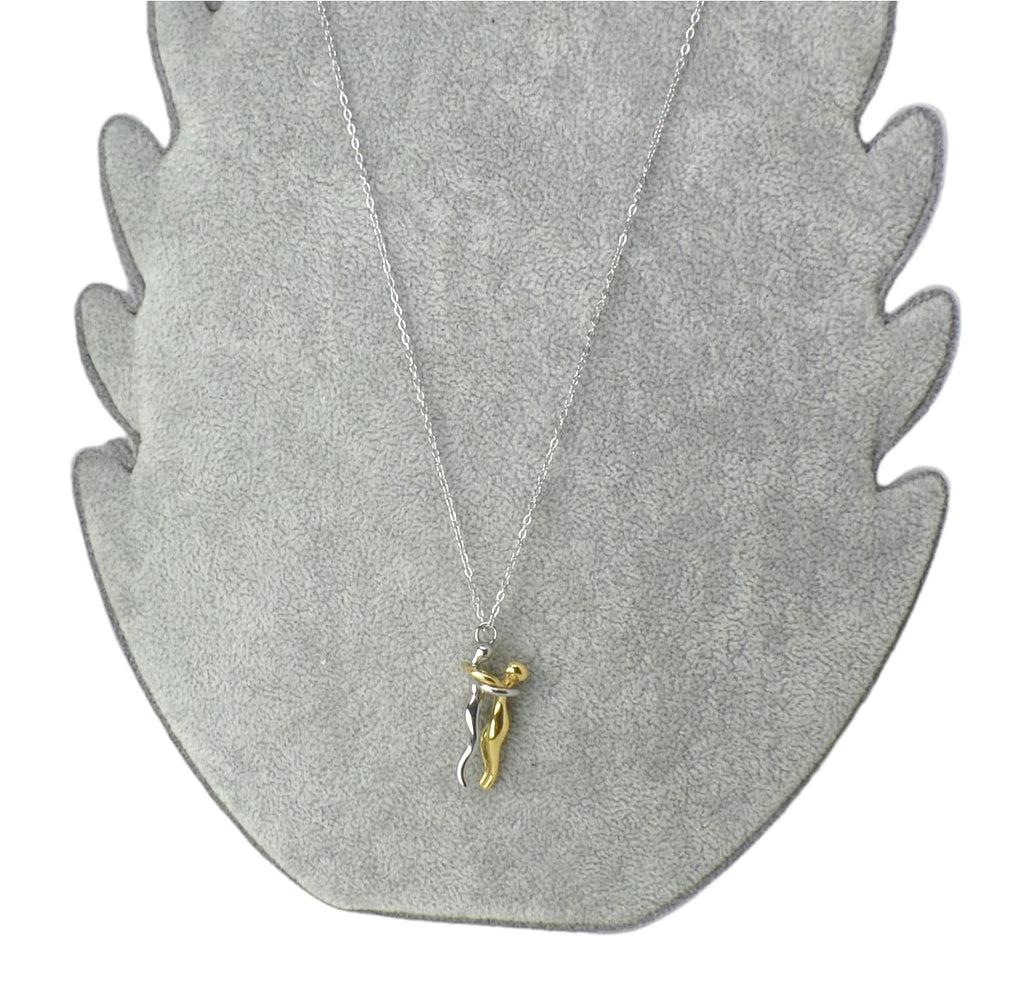 Habibi Jewels Collana da Donna in Acciaio con Ciondolo Abbraccio Innamorati Nero e Color Oro Gold Lui e Lei Fidanzati Amanti Coppia Amore Amicizia Idea Regalo San Valentino Compleanno