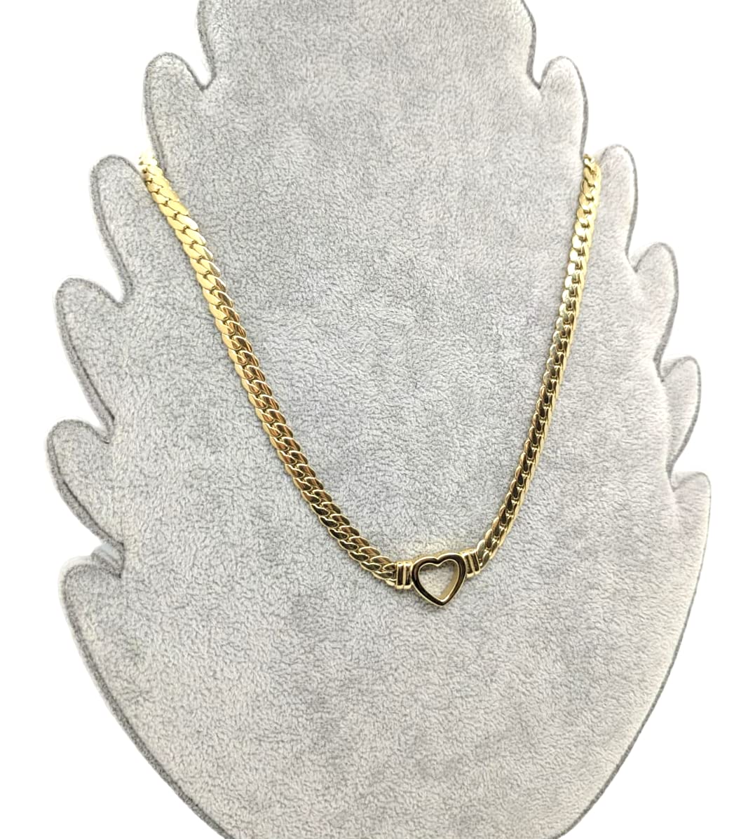 Habibi Jewels Collana a Girocollo da Donna in Acciaio con Cuore Centrale Color Oro Gold Modello Catena Maglia Cubana Idea Regalo Ragazza Compleanno Festa della Mamma Natale