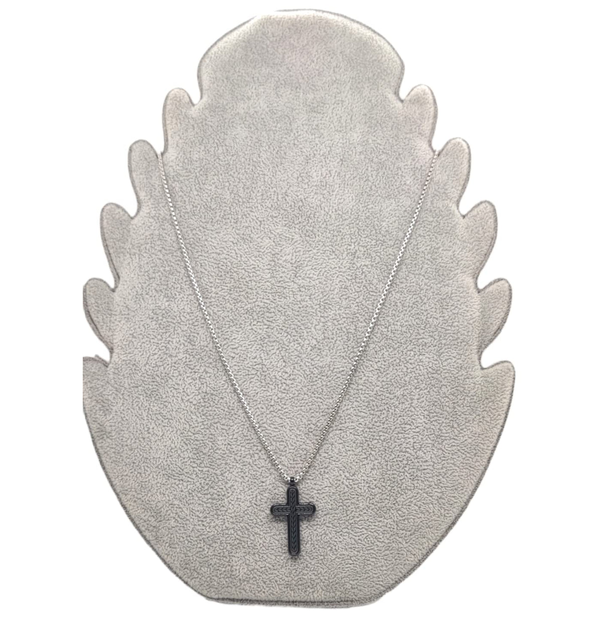 Habibi Jewels Collana Croce Acciaio Uomo Nera e Silver Catena a Maglia Veneziana Chiusura a Moschettone Idea Regalo Festa del Papà Compleanno Laurea